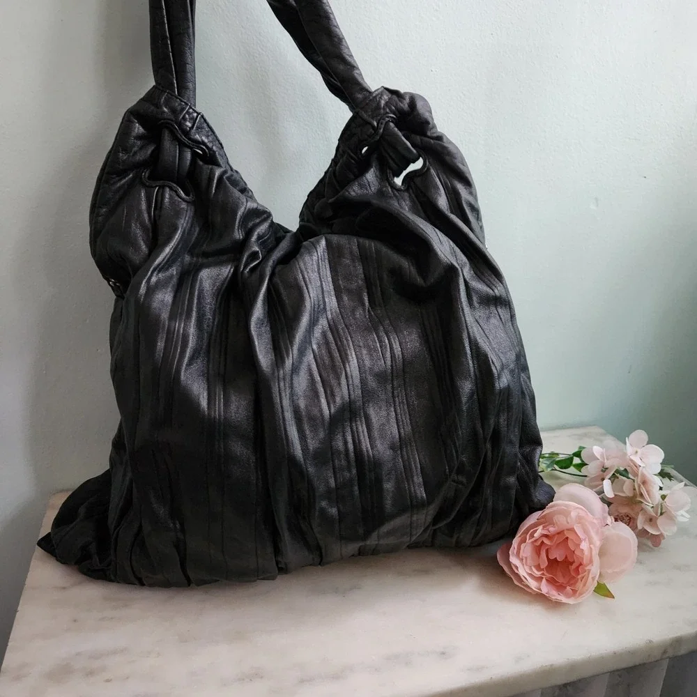 Donna‎ Karan New York Eldridge Tote Black Leather Purse High-end 2009 Large Bag - Picture 3 of 13
